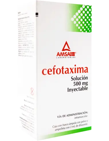 CEFOTAXIMA (Amsa) I.M. Sol. Iny. c/1 FCO. AMP. 500 MG/2 ML. Cefotaxima  500mg. (I.M.) 