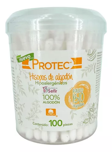 HISOPOS DE ALGODÓN Biodegradables (Protec) Tarro c/100 Pzs. Aplicadores/Hisopos de algodón. 