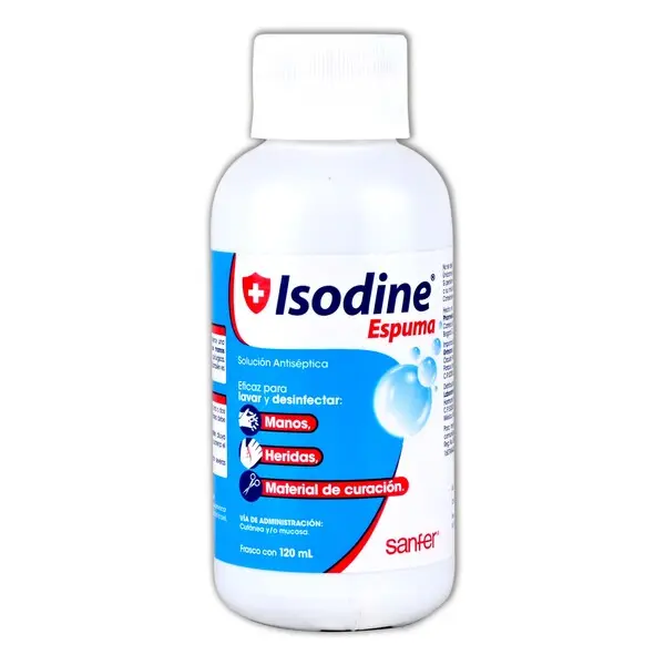 ISODINE ESPUMA Solución Antiséptica Fco. 120 ML. 8 G/100 ML. Antiséptico a base de Yodopovidona (Solución Espuma). 