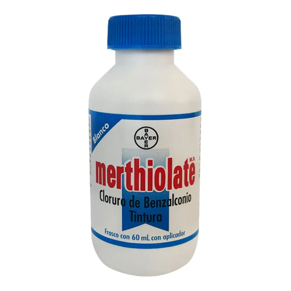 MERTHIOLATE BLANCO SOL. c/Aplicador Fco.  60 ML. Antiséptico a base de Cloruro de benzalconio (Solución). 