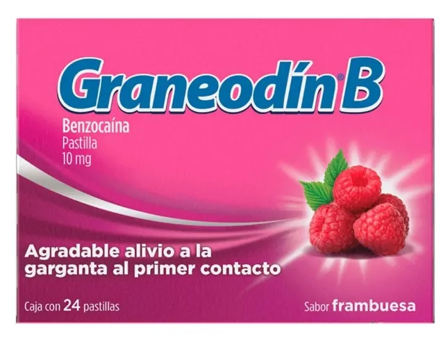 GRANEODÍN B c/24 PASTILLAS Sab. Frambuesa 10 MG. Benzocaína (Tabs.)