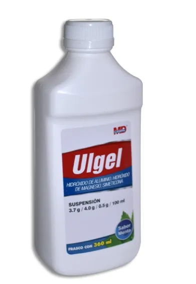 ULGEL SUSP. Fco. 360 ML. 3.7-4.0-0.5 G/100 ML. Aluminio+Magnesio+Dimeticona (Susp. Oral). NA