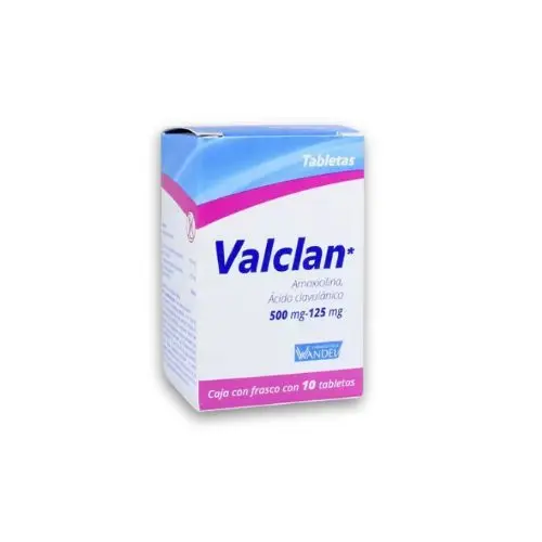 VALCLAN c/12 TABS. 500/125 MG.                Amoxicilina+Ácido Clavulánico 500/125mg. (Tabs. Orales). WANDEL