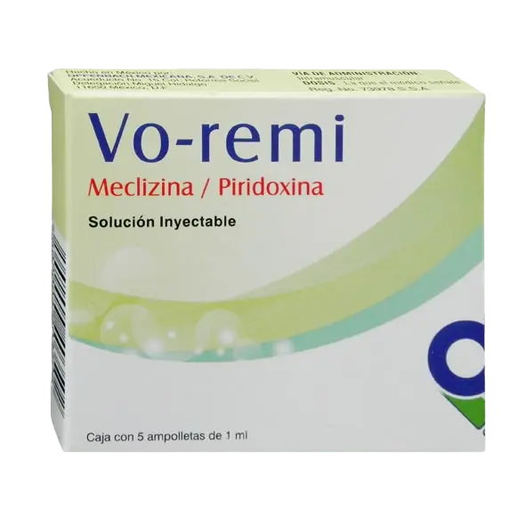 VO-REMI Sol. Iny. c/5 AMPTAS. 25-50 MG/1 ML. Meclizina+Piridoxina OFFENBACH