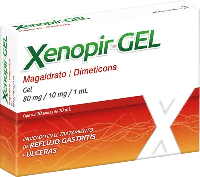 XENOPIR GEL c/10 Sobres 10 ML. 80-10 MG/1 ML. Magaldrato+Dimeticona (Gel Oral en sobre). NA
