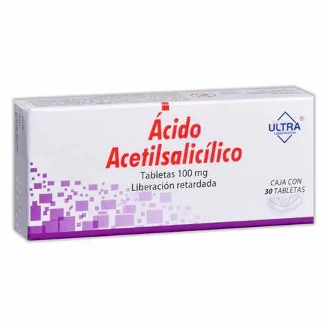 ÁCIDO ACETILSALICÍLICO (Ultra) c/30 TABS. L.R. 100 MG. Ácido Acetilsalicílico 100mg. (Liberación retardada). NA