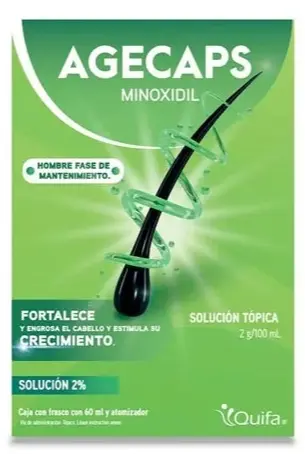 AGECAPS HOMBRE SOL. TÓPICA Fco. Atomizador 60 ML. 2 G/100 ML. Minoxidil al 2% NA
