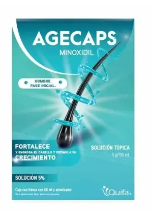 AGECAPS HOMBRE SOL. TÓPICA Fco. Atomizador 60 ML. 5 G/100 ML. Minoxidil al 5% NA