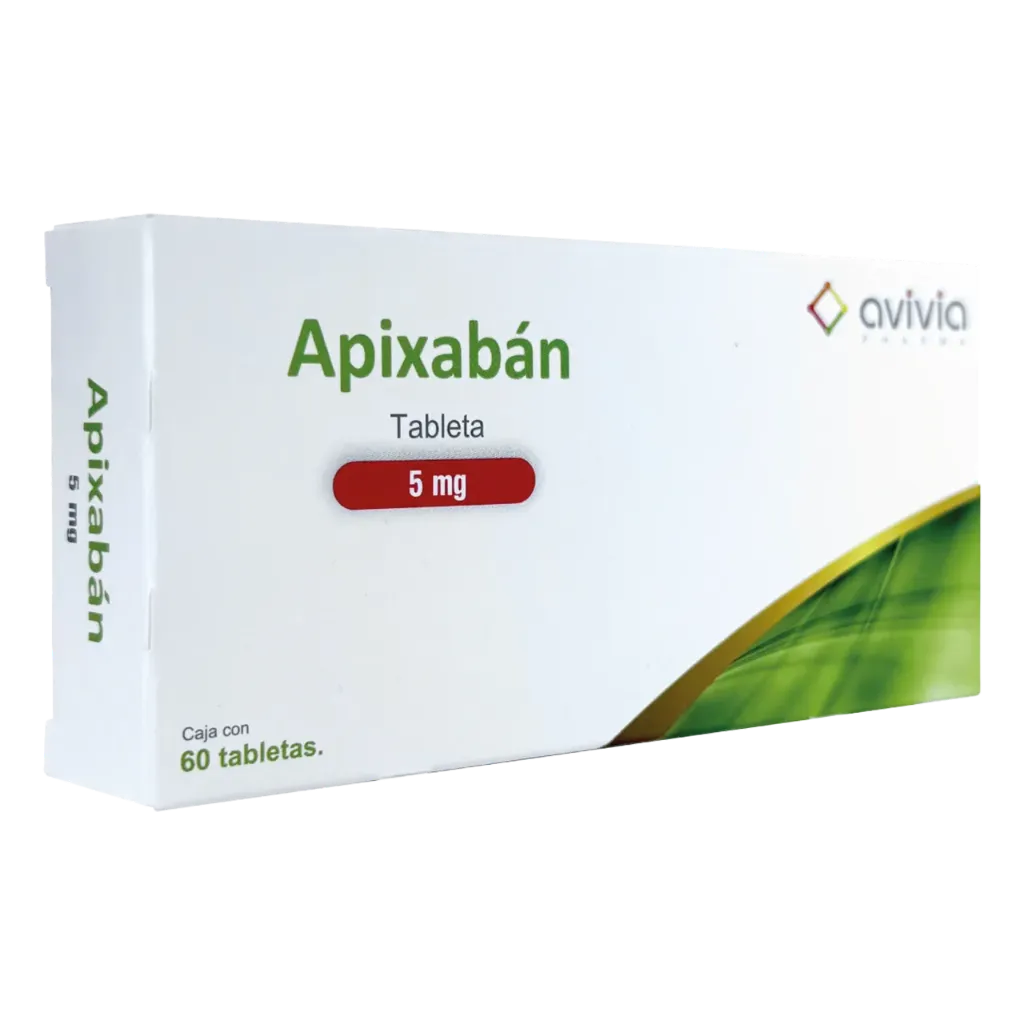 APIXABAN. TABLETA. CADA TABLETA CONTIENE: APIXABAN 5 MG. ENVASE CON 60 TABLETAS