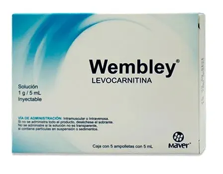 LEVOCARNITINA. ENV SOLUCION INYECTABLE CADA AMPOLLETA CONTIENE: LEVOCARNITINA 1 G ENVASE CON 5 AMPOLLETAS DE 5 ML.