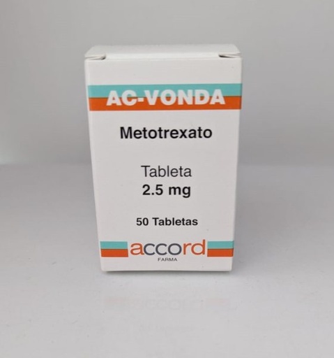 [7506335703393] AC-VONDA Cja/Fco. c/50 TABS. 2.5 MG. Metotrexato  2.5mg. (Tabs. Orales). NA
