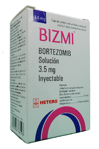 [7500463184598] Bizmi Bortezomib Solución Inyectable Cada frasco ámpula con liofilizado contiene: Bortezomib 3.5 mg Envase con un frasco ámpula. HETERO