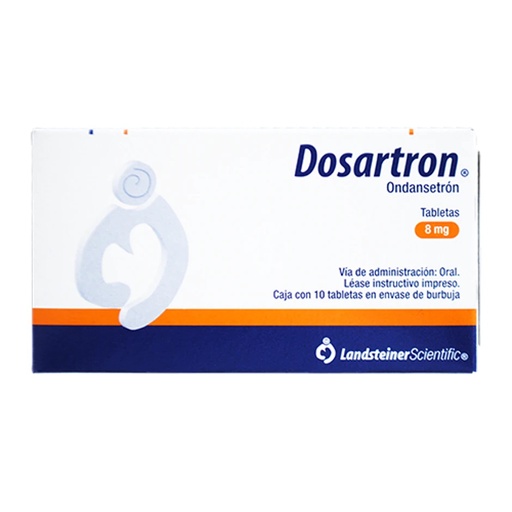 [7502225091199] Dosartron Ondansetrón Tableta Cada Tableta contiene: Clorhidrato dihidratado de ondansetrón equivalente a 8 mg de ondansetrón Envase con 10 Tabletas. LANDSTEINER
