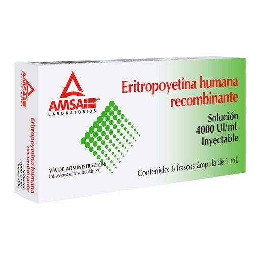 [7501349026841] ERITROPOYETINA HNA. RECBNTE. (Amsa) Sol. Iny. c/6 FCO. AMP. 4000 UI/1 ML. Eritropoyetina 4000 U.I. NA