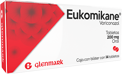 [8904091120499] Eukomikane Voriconazol Tableta Cada Tableta contiene: Voriconazol 200 mg Envase con 14 Tabletas. GLENMARK