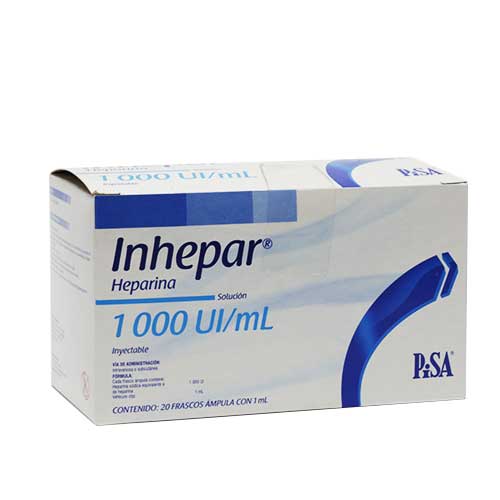 [7501125115646] Inhepar Heparina 1,000 U.I C/20 Amp Pisa PISA
