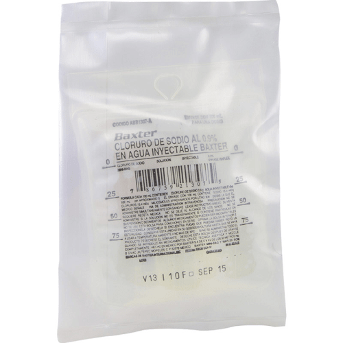 [786759213075] Cloruro de Sodio 0.9% Sol Iny. Cada 100 ml contienen: Cloruro de sodio 900 mg. Agua inyectable 100 ml. Envase con bolsa de 100 ml y adaptador para vial. FRESENIUS