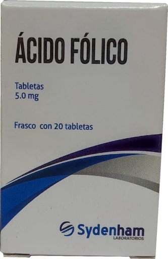 [7502010580969] ÁCIDO FÓLICO (Sydenham) c/20 TABS. 5 MG. Ácido Fólico 5.0mg. NA