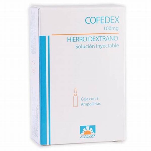 [7502001037281] HIERRO DEXTRANO SOLUCION INYECTABLE 100MG C/3AMPOLLETAS 2ML C/U (COFEDEX) COLLINS
