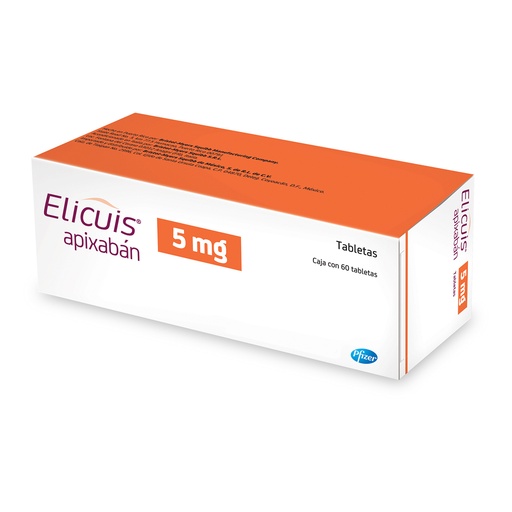 [8027950210473] Elicuis Apixabán Tableta Cada Tableta contiene: Apixabán 5 mg Envase con 60 Tabletas. PFIZER