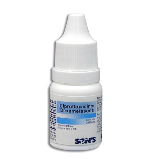 [7502001164338] CIPROFLOXACINO/DEXAMETASONA (Son´s) Sol. Oft. Fco Gotero 5 ML. 3.5-1 MG/1 ML. Ciprofloxacino+Dexametasona (Sol. Oftálmica) NA