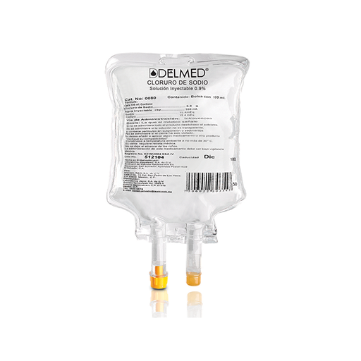 [7506022303516] DELMED (Cloruro de Sodio) Sol. Iny. 0.9% Bolsa  100 ML. Cloruro de Sodio (Sol. Inyectable) Macrosolución. NA