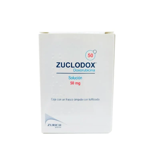 [7502251890155] ZUCLODOX DOXORRUBICINA. SOLUCIÓN INYECTABLE CADA FRASCO ÁMPULA CON LIOFILIZADO CONTIENE: CLORHIDRATO DE DOXORRUBICINA 50 MG ENVASE CON UN FRASCO ÁMPULA. ZURICH