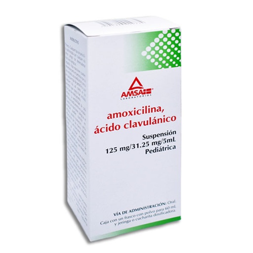 [7501349029774] AMOXI./AC.CLAVCO. (Amsa) SUSP. Pedtca. Fco. 60 ML. 125-31.25 MG/5 ML. Amoxicilina+Ácido Clavulánico 125/31.25mg. (Susp. Oral) NA