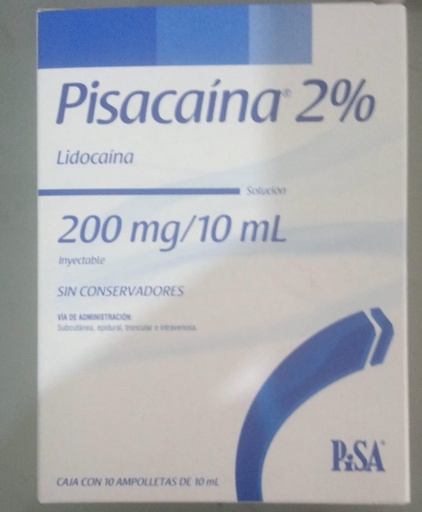 [7501125112966] PISACAINA 2% Sol. Iny. c/10 AMPTAS. 200 MG/10 ML. NA