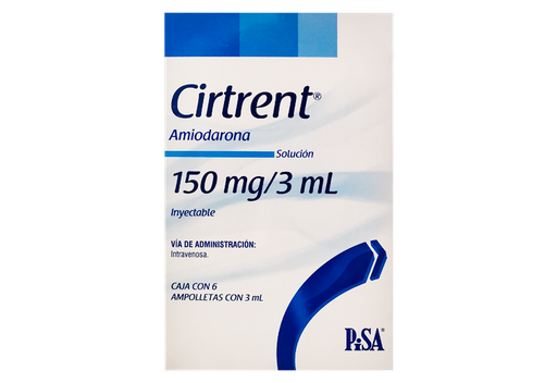 [7501125169540] Amiodarona Solución Inyectable. Cada ampolleta contiene: Clorhidrato de amiodarona 150 mg Envase con 6 ampolletas de 3 ml PISA