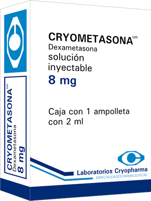 [7501476021023] Dexametasona Solución Inyectable. Cada frasco ámpula o ampolleta contiene: Fosfato sódico de dexametasona equivalente a 8 mg de fosfato de dexametasona. Envase con un frasco ámpula o ampolleta con 2 ml. CRYOPHARMA