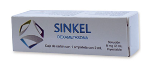 [7502256040067] Dexametasona. Solución Inyectable. Cada frasco ámpula o ampolleta contiene: Fosfato sódico de dexametasona equivalente a 8 mg de fosfato de dexametasona. Envase con un frasco ámpula o ampolleta con 2 ml.