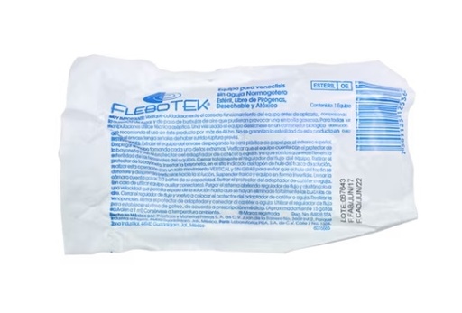 [7501125125362] FLEBOTEK (E.P.V.) Normogotero Estéril s/AGUJA c/1 Pza. Equipo para Venoclisis Normogotero NA