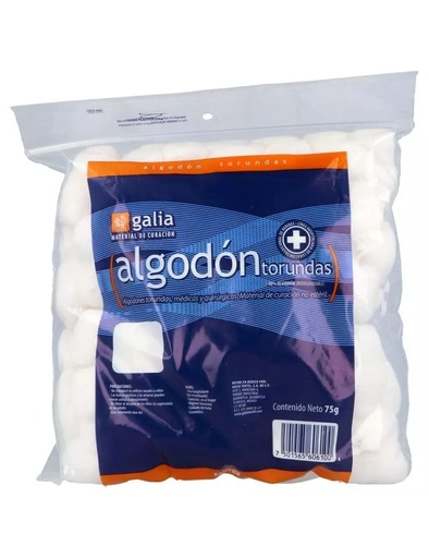 [7501565606100] ALGODON TORUNDAS (Galia) Bolsa c/ 75 G. Algodón torundas NA