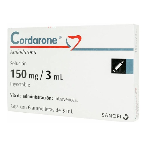 [7501328978383] AMIODARONA SOLUCION 150MG/3ML INYECTABLE C/6 AMPOLLETAS (CORDARONE) COLLINS