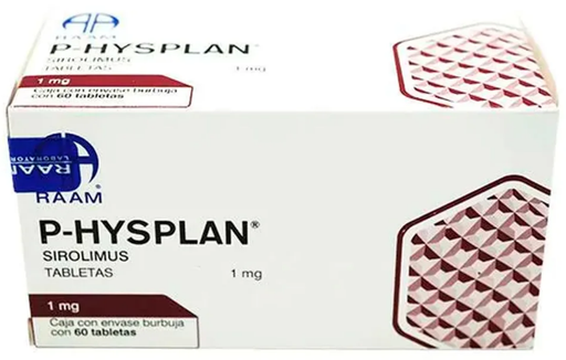 [7502227871935] P-Hysplan Sirolimus Gragea o talbeta Cada gragea o tableta contiene Sirolimus 1 mg Envase con 60 grageas o tabletas RAAM