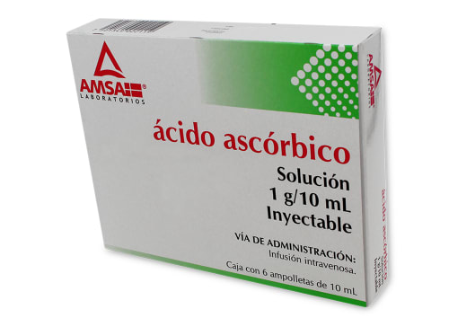[7501349022119] ÁCIDO ASCÓRBICO (Amsa) Sol. Iny. c/6 AMPTAS. 1 G/10 ML. Ácido Ascórbico 1g. (Sol. inyectable) NA