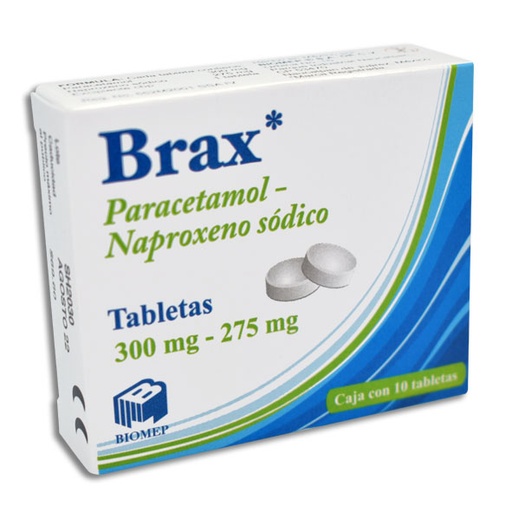 [7501573900177] Brax Paracetamol/Naproxeno 300/275 Mg 10 Tabletas BIOMEP