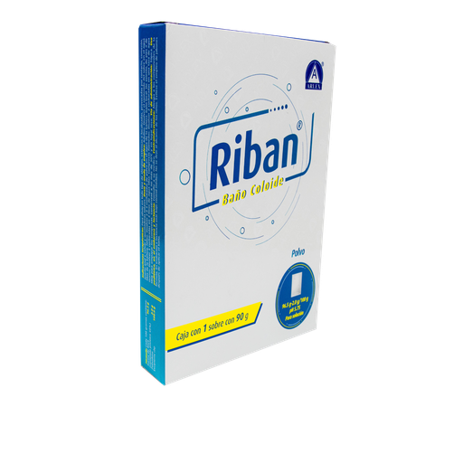 [7501672690139] Baño coloide Polvo Cada gramo contiene: Harina de soya 965 mg contenido proteico 45% Polividona 20 mg Envase con un sobre individual de 90 g. Riban ARLEX 