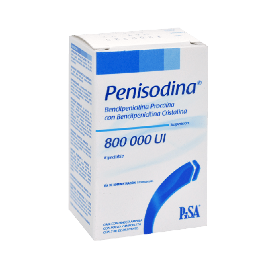 [7501125192227] Bencilpenicilina procaínica con bencilpenicilina cristalina. Suspensión Inyectable Cada frasco ámpula con polvo contiene: Bencilpenicilina procaínica equivalente a 600 000 UI de bencilpenicilina Bencilpenicilina cristalina equivalente a 200 000 UI de bencilpenicilina. Envase con un frasco ámpula y 2 ml de diluyente. PISA
