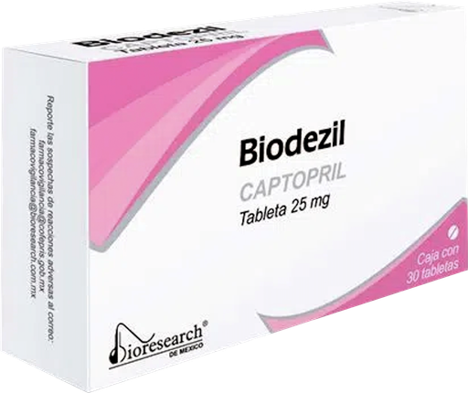 [7501563310146] BIODEZIL c/30 TABS. 25 MG. Captopril 25mg. NA