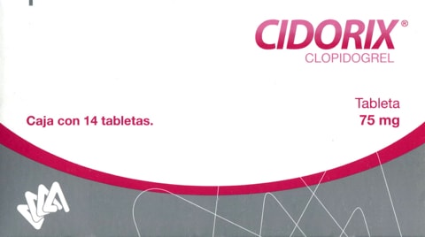 [7502209850620] Clopidogrel Gragea o tableta. Cada gragea o tableta contiene: Bisulfato de clopidogrel o Bisulfato de clopidogrel Polimorfo forma 2 equivalente a 75 mg de clopidogrel. Envase con 14 Grageas o Tabletas. Cidorix SOLARA 