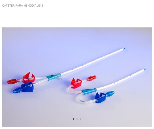 [7501629720001] Equipos. Para hemodiálisis de inserción en subclavia yugular o femoral doble lumen incluye: - Una cánula. - Una jeringa de 5 ml. - Una guía de acero inoxidable. - Un catéter doble lumen Calibre de 11 a 12 Fr longitud 185 a 205 mm con obturador y un dilatador con extensiones curvas. Estéril y desechable. Tipo: mahurkar. Adulto. Equipo.