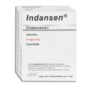 [785120754797] INDANSEN Sol. Iny. c/3 AMPTAS. 8 MG/4 ML. Ondansetron 8mg. (Sol. Inyectable). NA