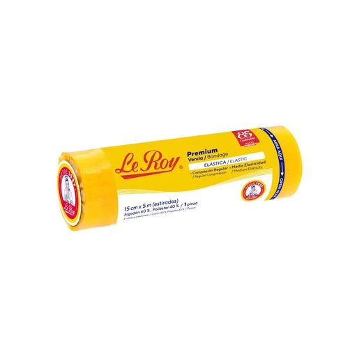 [729513107913] Vendas Elásticas de tejido plano  de algodón con fibras sintéticas.  Longitud: 5 M  Ancho15 cm. Envase con 12 piezas. LA ROY
