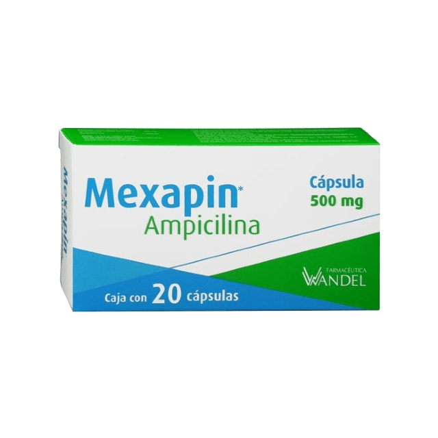 MEXAPIN c/20 CAPS. 500 MG. Ampicilina 500mg. (Tabs/Caps. Orales) NA ...