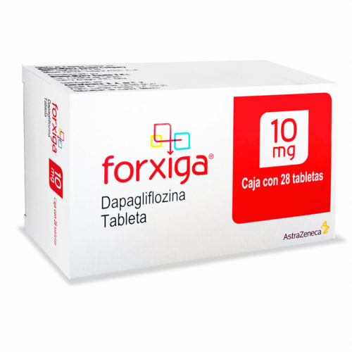 [5000456086110] Forxiga Dapagliflozina Tableta Cada tableta contiene: Dapagliflozina propanodiol equivalente a 10 mg de dapagliflozina. Envase con 28 tabletas. 