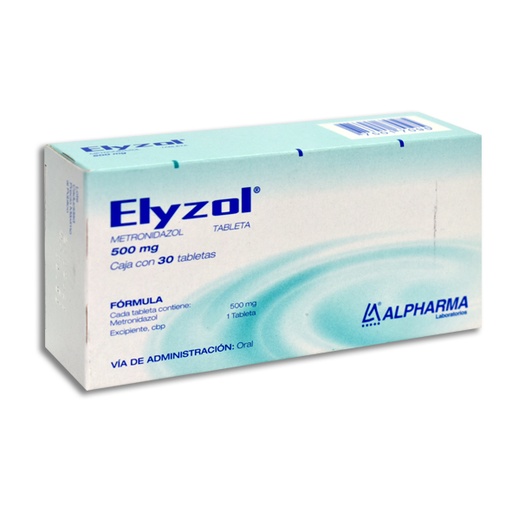 [75017095] ELYZOL c/30 TABS. 500 MG. Metronidazol 500mg. (Tabs. Orales). NA