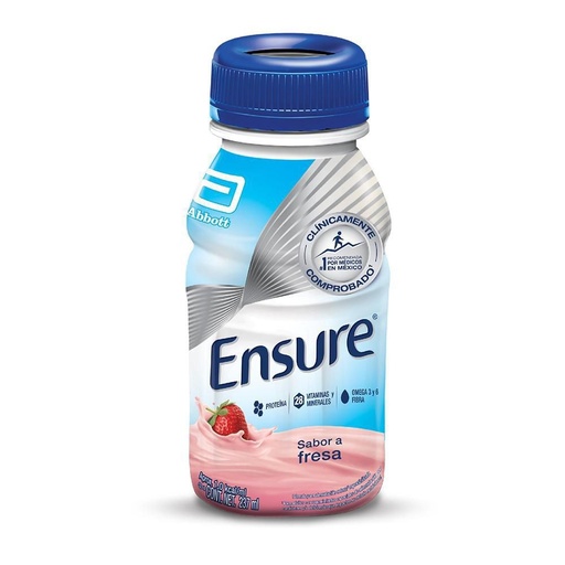 [7501033954078] ENSURE Sabor Fresa SUSP. ORAL 237 ML. 1 Kcal/1 ML. Dieta polimérica  (nutrición completa y balanceada, normocalorica 1.0 Kcal.) Con fibra. NA