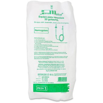 [7506022322395] EQUIPO p/VENOCLISIS Normogotero (Sensimedical) Estéril s/Aguja c/1 Pza. Equipo para Venoclisis Normogotero NA